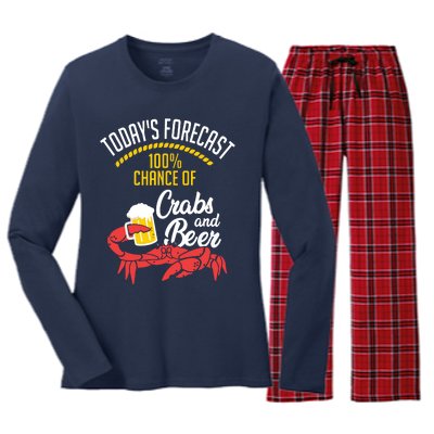 Crabs And Beer Chesapeake Blue Crab Shirts Crabbing Men Women Women's Long Sleeve Flannel Pajama Set 