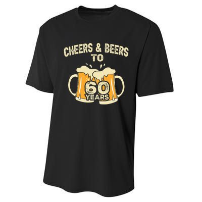 Cheers And Beers To 60 Years Old Birthday 60th Birthday Performance Sprint T-Shirt