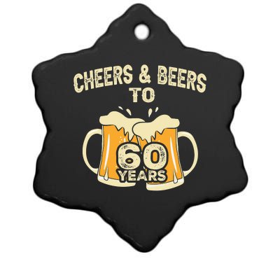 Cheers And Beers To 60 Years Old Birthday 60th Birthday Ceramic Star Ornament