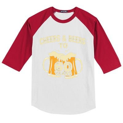 Cheers And Beers To 60 Years Old Birthday 60th Birthday Kids Colorblock Raglan Jersey