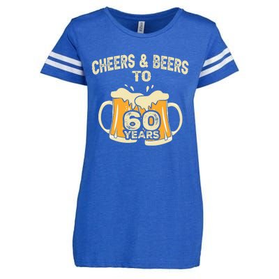 Cheers And Beers To 60 Years Old Birthday 60th Birthday Enza Ladies Jersey Football T-Shirt