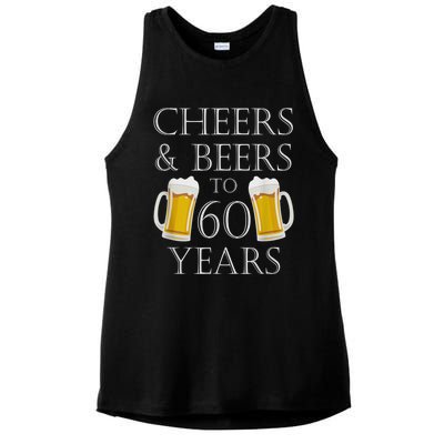 Cheers and Beers to 60 Years - 60th Birthday Gift Ladies PosiCharge Tri-Blend Wicking Tank