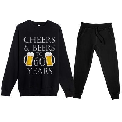 Cheers and Beers to 60 Years - 60th Birthday Gift Premium Crewneck Sweatsuit Set