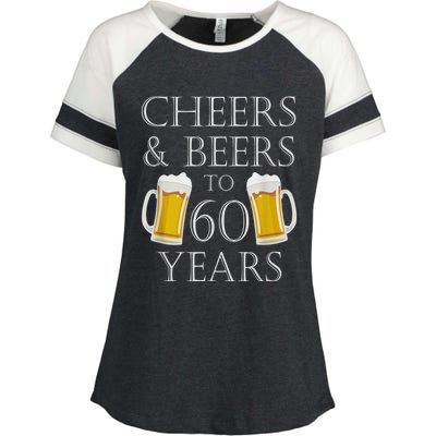 Cheers and Beers to 60 Years - 60th Birthday Gift Enza Ladies Jersey Colorblock Tee