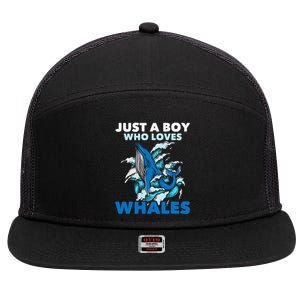 CJust A Boy Who Loves Whales Marine Biologist Whale Lover 7 Panel Mesh Trucker Snapback Hat