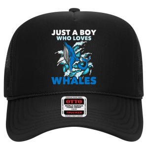 CJust A Boy Who Loves Whales Marine Biologist Whale Lover High Crown Mesh Back Trucker Hat