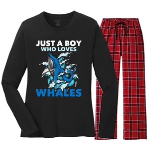 CJust A Boy Who Loves Whales Marine Biologist Whale Lover Women's Long Sleeve Flannel Pajama Set 