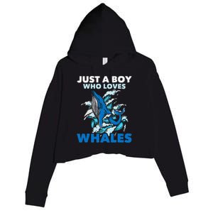 CJust A Boy Who Loves Whales Marine Biologist Whale Lover Crop Fleece Hoodie