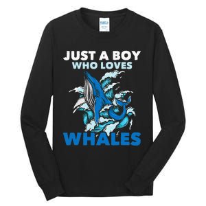 CJust A Boy Who Loves Whales Marine Biologist Whale Lover Tall Long Sleeve T-Shirt