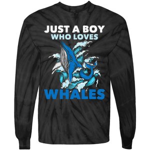 CJust A Boy Who Loves Whales Marine Biologist Whale Lover Tie-Dye Long Sleeve Shirt