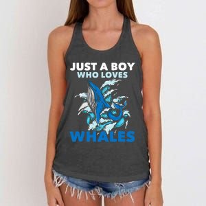 CJust A Boy Who Loves Whales Marine Biologist Whale Lover Women's Knotted Racerback Tank