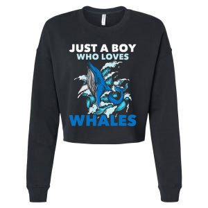 CJust A Boy Who Loves Whales Marine Biologist Whale Lover Cropped Pullover Crew