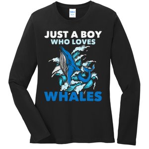 CJust A Boy Who Loves Whales Marine Biologist Whale Lover Ladies Long Sleeve Shirt