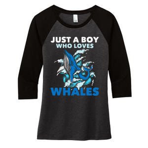 CJust A Boy Who Loves Whales Marine Biologist Whale Lover Women's Tri-Blend 3/4-Sleeve Raglan Shirt