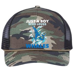 CJust A Boy Who Loves Whales Marine Biologist Whale Lover Retro Rope Trucker Hat Cap