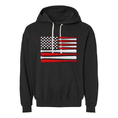 Classic American Baseball Flag Vintage Baseball Flag Garment-Dyed Fleece Hoodie