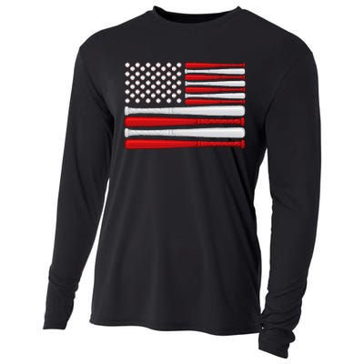 Classic American Baseball Flag Vintage Baseball Flag Cooling Performance Long Sleeve Crew