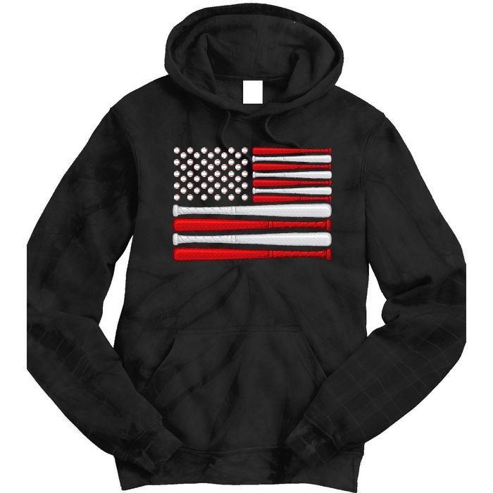 Classic American Baseball Flag Vintage Baseball Flag Tie Dye Hoodie