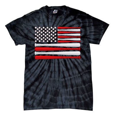 Classic American Baseball Flag Vintage Baseball Flag Tie-Dye T-Shirt