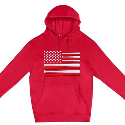 Classic American Baseball Flag Vintage Baseball Flag Premium Pullover Hoodie