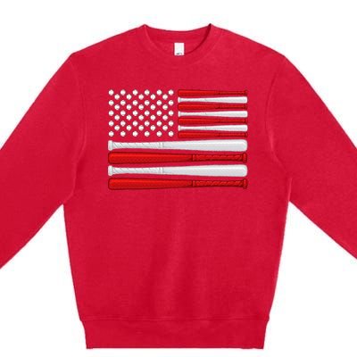 Classic American Baseball Flag Vintage Baseball Flag Premium Crewneck Sweatshirt