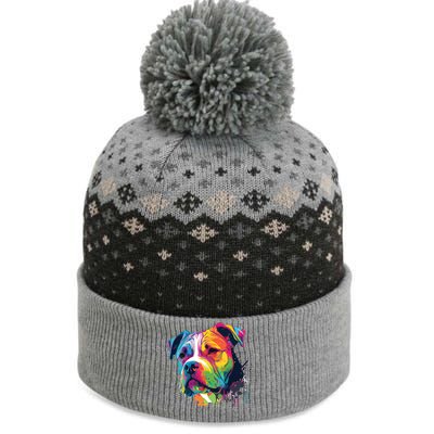 Colorful American Bulldog American Bully Men Women The Baniff Cuffed Pom Beanie