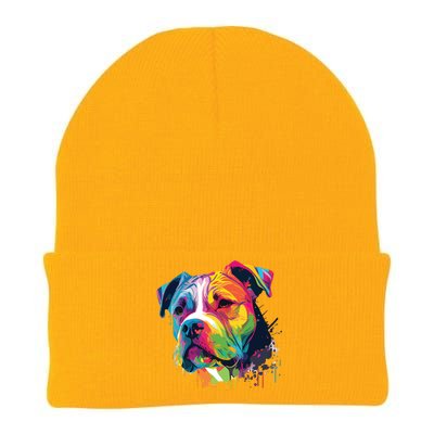 Colorful American Bulldog American Bully Men Women Knit Cap Winter Beanie