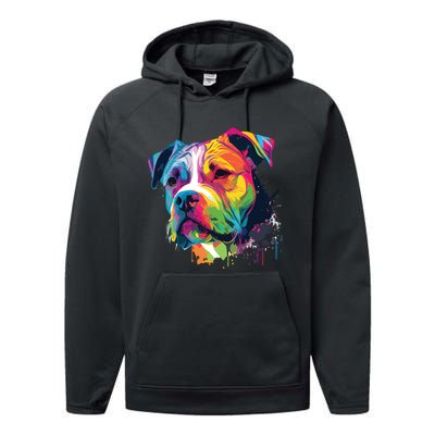 Colorful American Bulldog American Bully Men Women Performance Fleece Hoodie