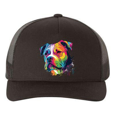 Colorful American Bulldog American Bully Men Women Yupoong Adult 5-Panel Trucker Hat