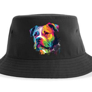 Colorful American Bulldog American Bully Men Women Sustainable Bucket Hat