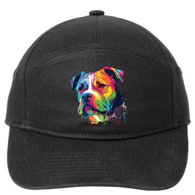 Colorful American Bulldog American Bully Men Women 7-Panel Snapback Hat