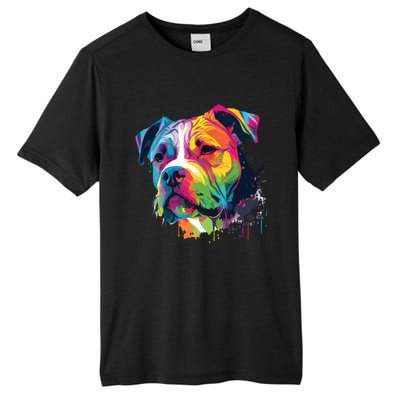 Colorful American Bulldog American Bully Men Women Tall Fusion ChromaSoft Performance T-Shirt