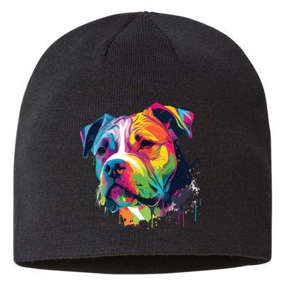 Colorful American Bulldog American Bully Men Women Sustainable Beanie