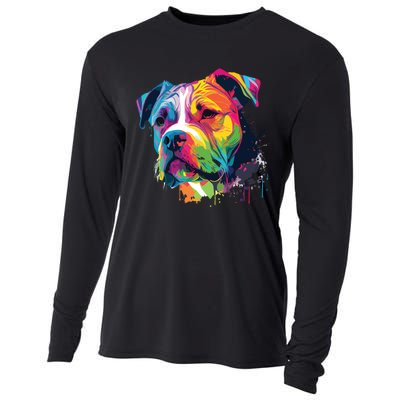 Colorful American Bulldog American Bully Men Women Cooling Performance Long Sleeve Crew