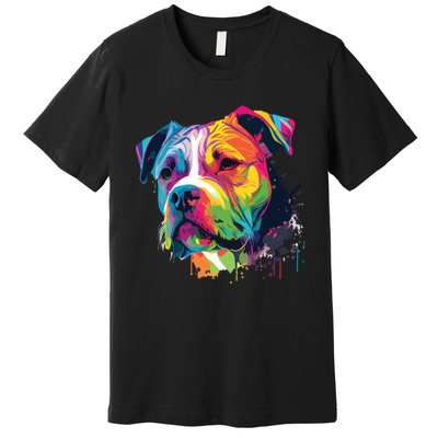 Colorful American Bulldog American Bully Men Women Premium T-Shirt