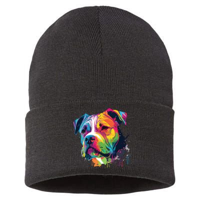 Colorful American Bulldog American Bully Men Women Sustainable Knit Beanie