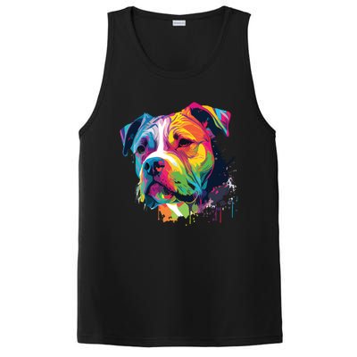 Colorful American Bulldog American Bully Men Women PosiCharge Competitor Tank