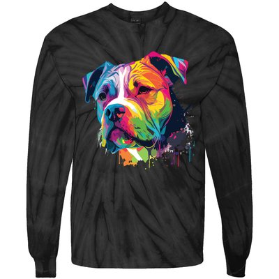 Colorful American Bulldog American Bully Men Women Tie-Dye Long Sleeve Shirt