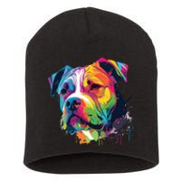 Colorful American Bulldog American Bully Men Women Short Acrylic Beanie