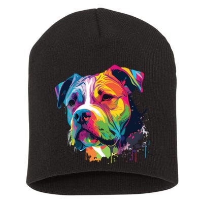 Colorful American Bulldog American Bully Men Women Short Acrylic Beanie