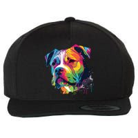 Colorful American Bulldog American Bully Men Women Wool Snapback Cap