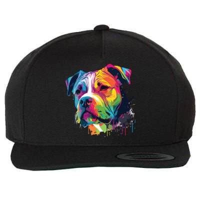 Colorful American Bulldog American Bully Men Women Wool Snapback Cap