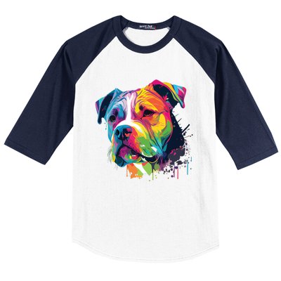 Colorful American Bulldog American Bully Men Women Baseball Sleeve Shirt