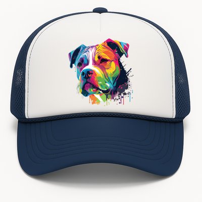 Colorful American Bulldog American Bully Men Women Trucker Hat