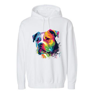 Colorful American Bulldog American Bully Men Women Garment-Dyed Fleece Hoodie