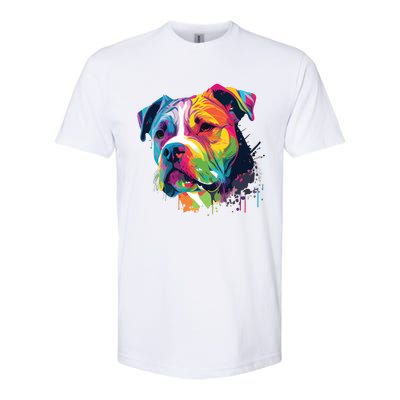 Colorful American Bulldog American Bully Men Women Softstyle CVC T-Shirt