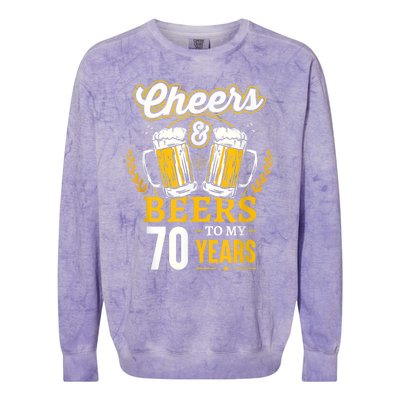 Cheers And Beers To My 70 Years 70th Birthday Colorblast Crewneck Sweatshirt