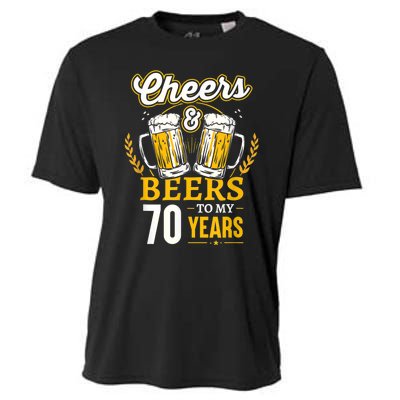 Cheers And Beers To My 70 Years 70th Birthday Cooling Performance Crew T-Shirt