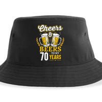 Cheers And Beers To My 70 Years 70th Birthday Sustainable Bucket Hat