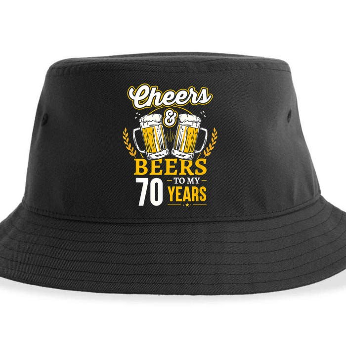 Cheers And Beers To My 70 Years 70th Birthday Sustainable Bucket Hat